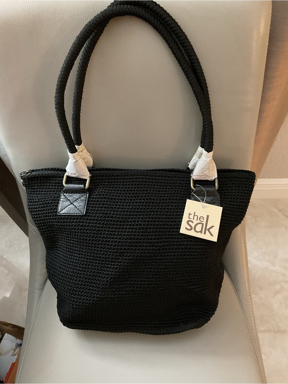 The Sak Black Crochet Tote